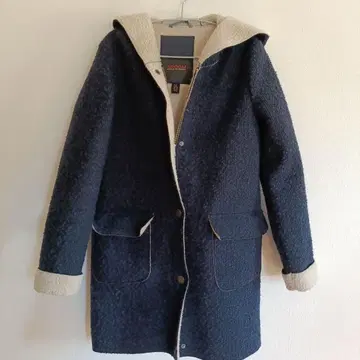 SPOOM STYLE PROJECT 후드 부착 롱 코트 네이비 D36