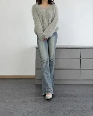 [아름다운 실루엣] 스트레치 플레어 앤티크 데님 L