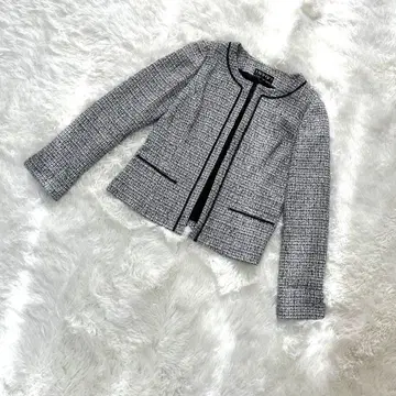 새상품 미사용품 INDIVI 트위드 노카라 자켓