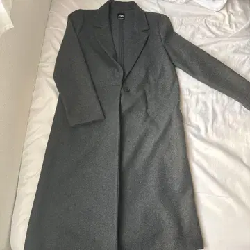 그레이 싱글 버튼 롱 코트