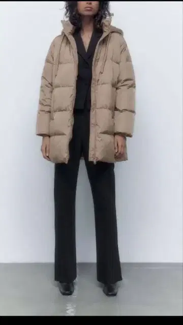 ZARA 자라 다운 여성용 카멜 베이지 코트 아우터 S