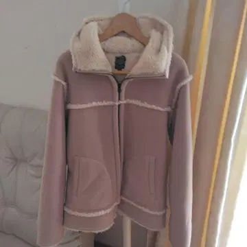 플리스 자켓 XL 아이보리 후드 부착