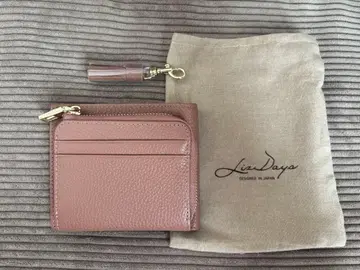 LIZDAYS 천연 가죽 이단 접이식 지갑 핑크 미사용품