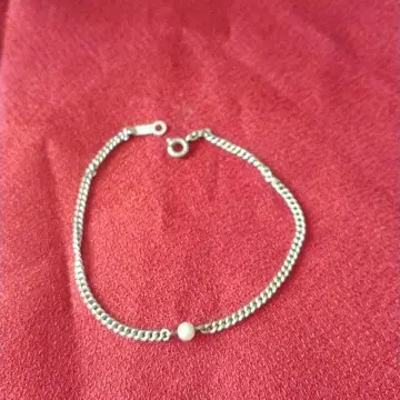 실버 체인 팔찌 펄 장식