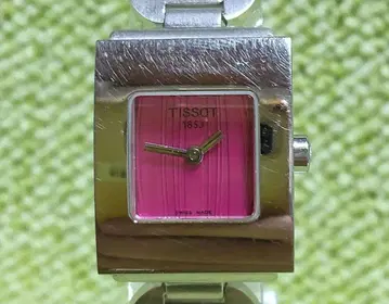 [ 작동품 레어 ] TISSOT 여성용 손목시계 쿼츠 핑크 다이얼 실버