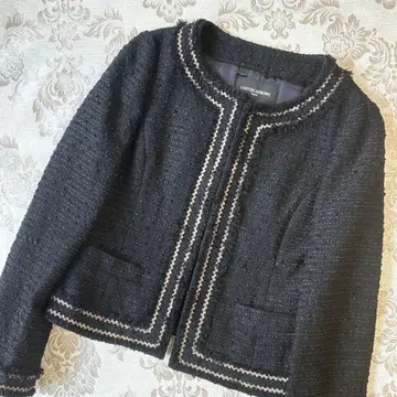 유나이티드 애로우즈 노카라 자켓 트위드 블랙 사이즈 40