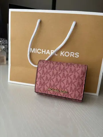MICHAEL KORS 핑크 3단 폴더형 지갑