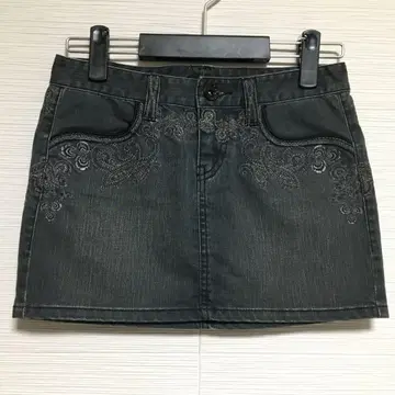 아르마니 익스체인지 자수 데님 그레이 미니 스커트 타이트 스커트