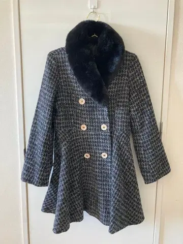 미셸 마카롱 퍼 트위드 코트 프리 사이즈