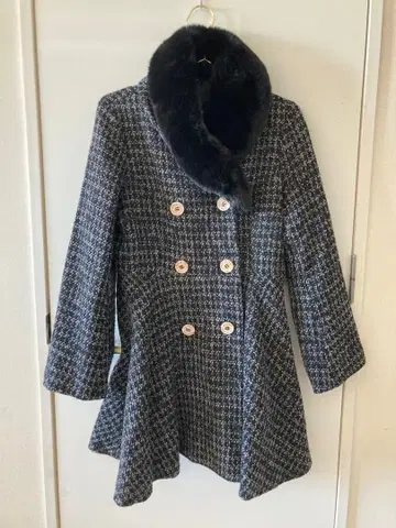 미셸 마카롱 퍼 트위드 코트 프리 사이즈