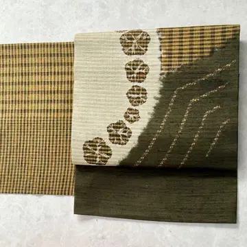 열림 나고야 오비 고급 에 조임 순수 실크 중고 그린 mym096