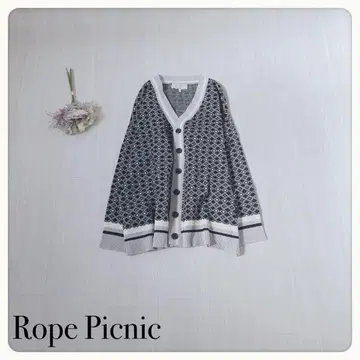 [새상품급] 로페피크닉 기하학 패턴 롱 가디건 레트로 모던