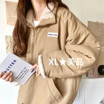 JAVA 리버서블 하프 지퍼 나일론 보아 블루종 XL