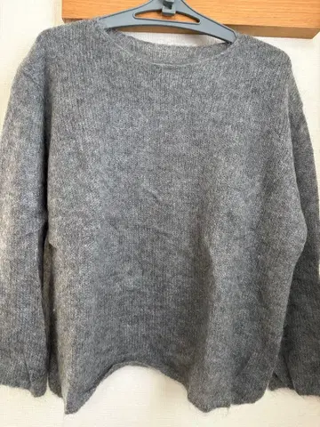 그레이 긴팔 모헤어 니트 울 혼방