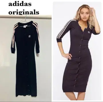 adidas 리브 니트 가디건 롱 원피스 S 네이비