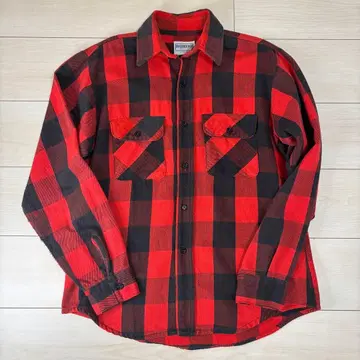 파이브 브라더 버팔로 체크 코튼 플란넬 셔츠 빨간색 x 블랙 M