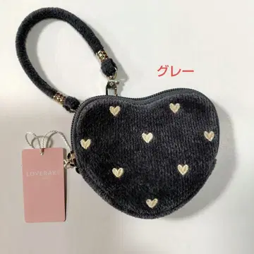 [ 미사용 새상품 ] 페이 라브라리 하트 하트형 파우치 그레이