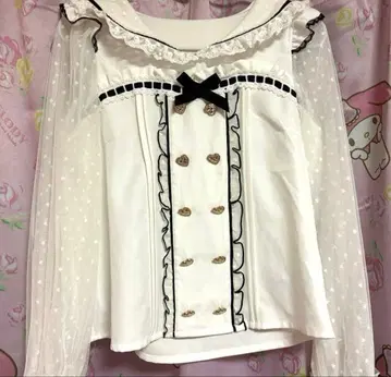 리즈리사 더블 하트 세일러 블라우스 화이트