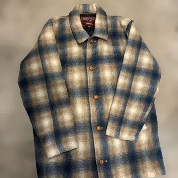 BOSSY HILL 체크 무늬 롱 코트 울 혼방 안감 퀼팅 M