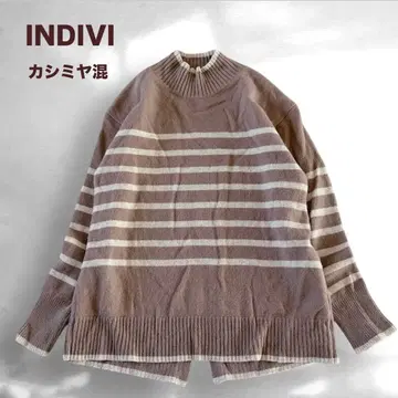 [새상품급] INDIVI 캐시미어 혼방 백 슬릿 니트 풀오버 일본제