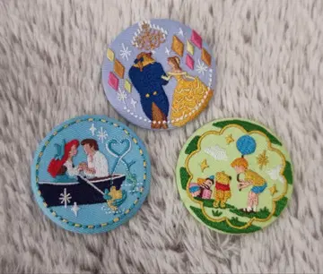 디즈니 자수 핀 배지 3종 세트