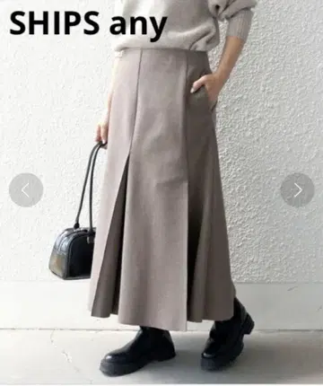 쉽스 에니 에어 니들 턱 미디 스커트 신색 브라운 최근 모델 S