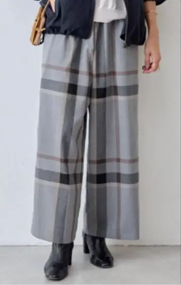 체크 허리 리브 팬츠 그레이 사이즈 1