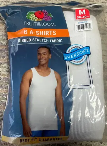 미사용 6팩 FRUIT OF THE LOOM A-SHIRTS