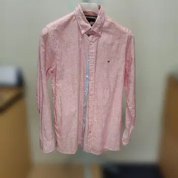 TOMMY HILFIGER 코튼 린넨 긴팔 셔츠 핑크