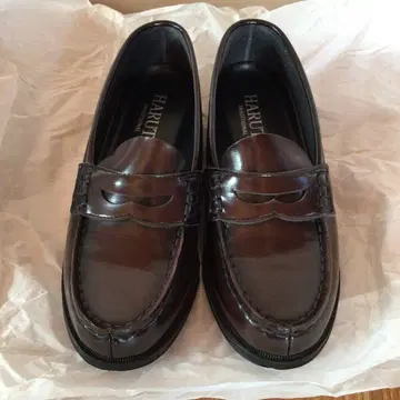 HARUTA 다크 브라운 로퍼 24.0 EE 인조 가죽 합성 피혁