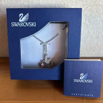 새상품급 스와로브스키 목걸이 새() 핑크 하트 실버 박스 포함