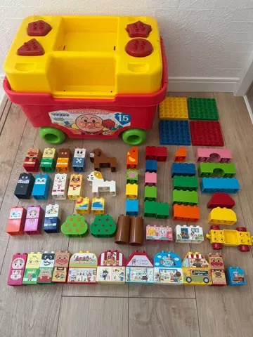 [ 증정품 포함 ] 호빵맨 블록라보 첫 블록 왜건 캐스터 포함