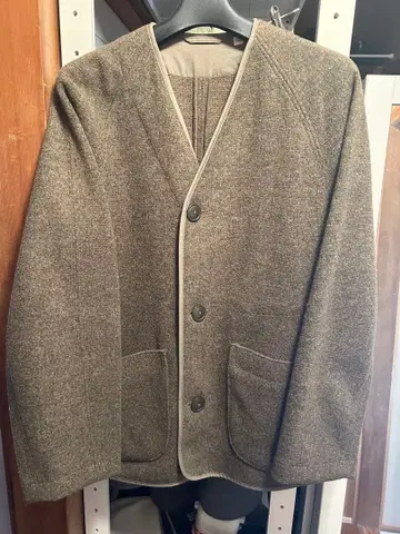 울 혼방 카키 노카라 자켓 S