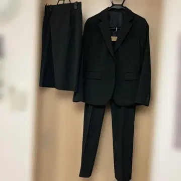 블랙 수트 자켓 팬츠 스커트 세트