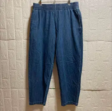 GU 데님 셰프 팬츠 XL 사이즈 블루 와이드 넉넉한 허리밴딩