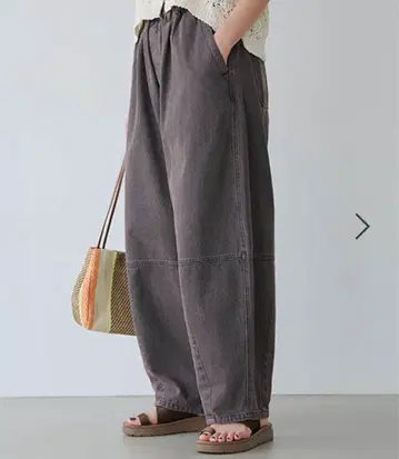 배럴 데님 팬츠 브라운 M