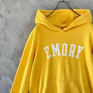 빈티지 후드티 풀오버 센터 프린트 속기모 옐로우 컬러 IW12