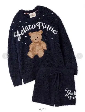 [ ONLINE 한정판 ] 젤라토 스노우 베어 자카드 풀오버 & 숏팬츠