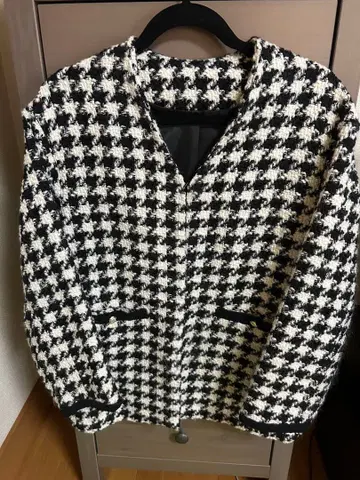 [ Vin ] 노카라 자켓 블랙 화이트 체크