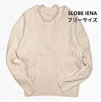 새상품급 SLOBE IENA 케이블 니트 스키퍼 아이보리 프리 사이즈