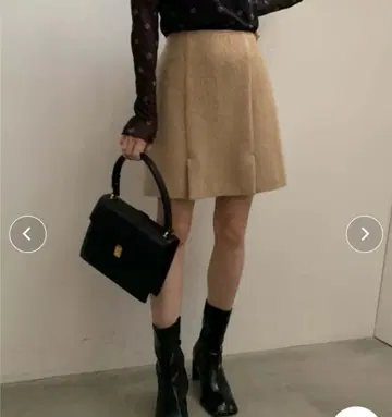 AMERI 모헤어 샤기 큐롯 스커트 베이지 S