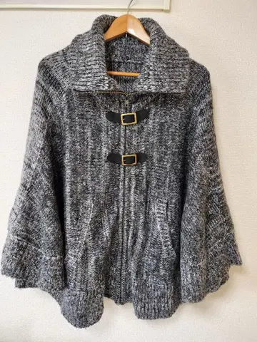 그레이 계열 니트 케이프 코트 M 사이즈