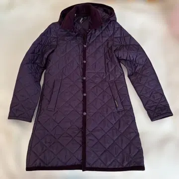 [ 새상품급 ] 라벤햄 LAVENHAM 퀼팅 롱 코트 퍼플 36