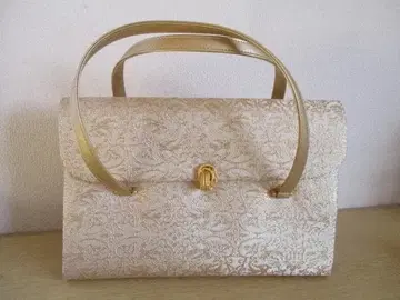 일본 의류 백 가방 토트 핸드백 골드 컬러 직물 레트로 1점