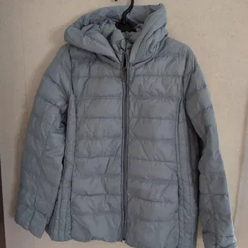 noa-ge 후드 부착 라이트 블루 다운 자켓