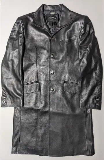 요시유키 코니시 블랙 천연 가죽 코트 양가죽