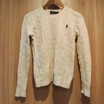 폴로 알파 로렌 아이보리 케이블 캐시미어 니트 스웨터 XS