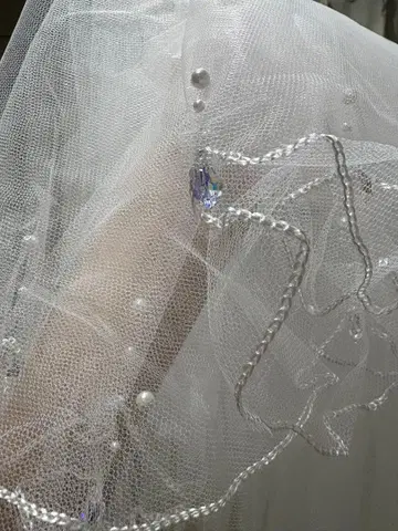 웨딩 베일 비즈 크리스탈 장식 포함 2m 롱