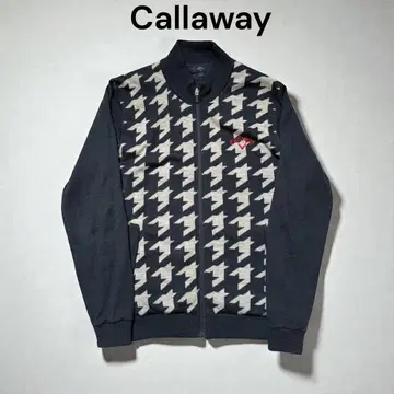 캘러웨이 지퍼 니트 자켓 하운드투스 네이비