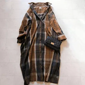 URBAN RESEARCH DOORS 체크 셔츠 원피스 루즈핏